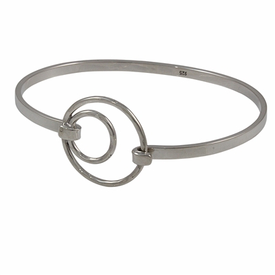Sterling Silver Textured Circles Bangle Bracelet