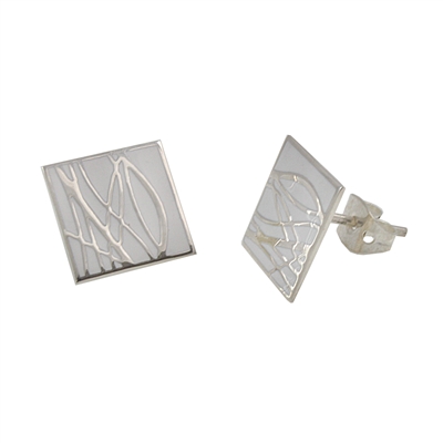 Sterling Silver White Enamel Earrings