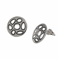 Sterling Silver White Enamel Circular Earring