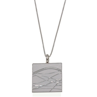 Sterling Silver White Enamel Square Pendant