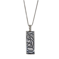 Sterling Silver White Enamel Rectangular Pendant