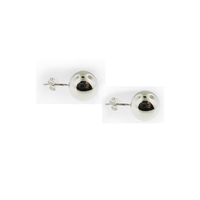 Sterling Silver Ball Stud Earrings-12mm