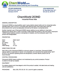 Chemworld 203ND  Product Bulletin