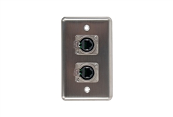 OSP Duplex Wall Plate w/ 2 Tactical Ethernet RJ45 Pass-through Connectors