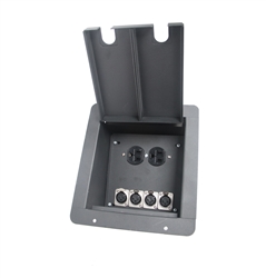 Elite Core Recessed Pocket Audio Stage Floor Box w/4 Female XLR Mic Connectors & AC Outlet