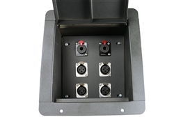 Elite Core Recessed Pro Audio Stage Floor Box with 4 XLR and 2 1/4" Connectors