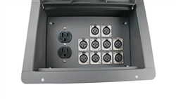 Elite Core Recessed Stage Audio Floor Box w/ 10 XLR Mic Connectors & AC Outlets