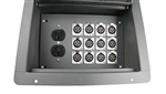 Recessed Stage Audio Floor Box w/ 12 XLR Mic Connectors & AC Outlets