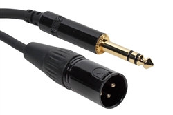 SuperFlex GOLD Patch Cable, XLR Male to 1/4" TRS - 1' Length