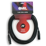 vrl dmx 3 pin pro stage lighting cable 25'
