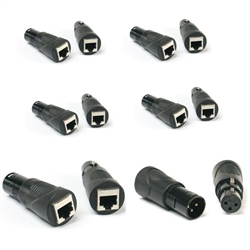 VRL RJ45 Ethernet to 3 Pin XLR DMX Female & Male Adapter Sets