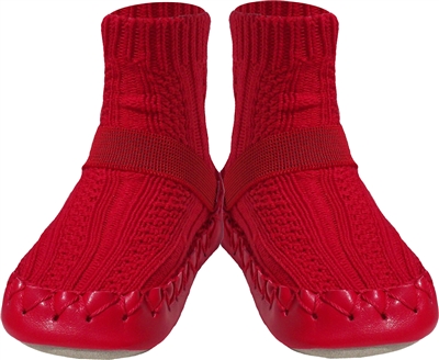 Konfetti Red Cable Knit Moccasin