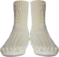 Nowali Ivory Cable Knit Moccasins