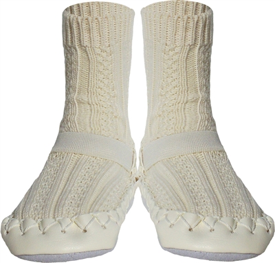 Nowali Ivory Cable Knit Moccasins