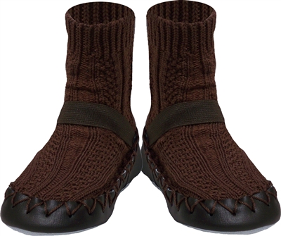 Nowali Brown Cable Knit Moccasins