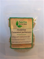 Feverfew (Tanacetum parthenium)  - 100x Pure Herbal Capsules