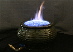 Blue color flame in the fireplace