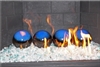 6 inch blue on Dark Brown high fire Terracotta fireball