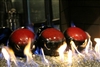 High fire 6 inch Dark red on black porcelain coated high fire Terracotta fireball