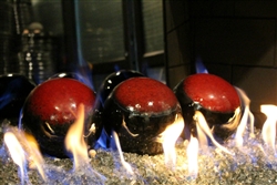 High fire 6 inch Dark red on black porcelain coated high fire Terracotta fireball