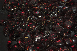 Odd irregular shaped dark red colored fire crystals