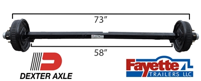 Complete 7,000 lb. trailer axle - electric brakes & drums w/ 8-9/16" studs â€‹73" hubface with a 58" spring center