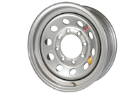 16" x 6" gray / silver steel modular trailer wheel with a 8 on 6.5" lug pattern