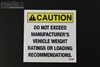 "Do Not Exceed Manufacturer's Vehicle Weight Rating" Trailer Caution Sticker