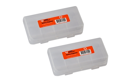 Pair of Lumen Tactical Clear Color 4x CR123A or 2x Button top 18650 Battery Organizer / Storage Case / Holder