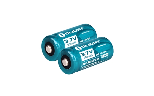 Olight 16340 RCR123A 3.7V Rechargeable Li-ion Battery (Pair) for S10, M10 etc- 650mAh