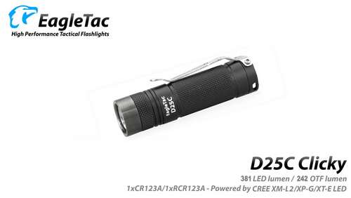 Eagletac D25C CREE XP-G2 R5 Pocket Light - Clicky - 381 Lumens