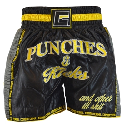 Combat Corner Punches & Kicks Satin Muay Thai Shorts