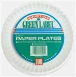 9 White Paper Plate Green LABL 100