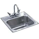 Lead Law Compliant 15 X 15 Two Hole Stainless Steel Bar Sink With Faucet