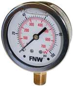 Not For Potable Use 2-1/2 Stainless Steel / BR Liquid FILL Gauge 0-100