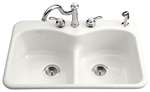 33 X 22 Double Self-Rimming Kitchen Sink Langlade White
