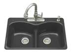 Self-Rimming Cast Iron Double Equal Sink