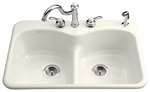 33 X 22 Double Self-Rimming Kitchen Sink Langlade Biscuit