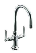 Lead Law Compliant Hirise Stainless Steel 2 Handle Bar Sink Faucet