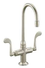 Lead Law Compliant 2 Handle Wristblade Handle Bar Faucet Essex Brushed Nickel