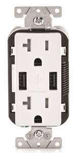 20 AMP USB CRGR TP Receptacle White