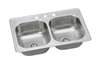 33 X 22 Three Hole 6.0 22 Gauge Double Bowl Stainless Steel Sink