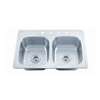 33 X 22 Three Hole 6.5 22 Gauge Double Bowl Stainless Steel Sink