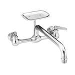 Lead Law Compliant 2 GPM 2 Handle 12 Wall Mount Kitchen With Dish Polished Chrome