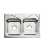 33 X 22 Four Hole Double Bowl 8.0 Stainless Steel Sink Single Pack