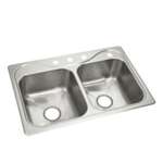 33 X 22 Three Hole Double Bowl Self-Rimming Kitchen Sink Southampton Stainless Steel