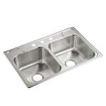 33 X 22 Three Hole Double Bowl Kitchen Sink Stainless Steel Professional