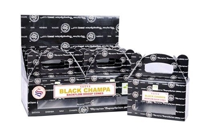 [Backflow] Satya Black Champa Backflow Cones (Box of 6 Packs)