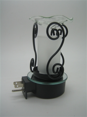 Plug In Oil Warmer - 3 Curved Metal Design with Frosted Glass Aroma Lamp