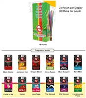 Blunt Black 19" JUMBO Hand Dipped Incense Sticks - 1 Display containing 12 Different Fragrances, 24 pouch total (30 Sticks per Pouch) Blunt Black 19" JUMBO Hand Dipped Incense Sticks - 1 Display containing 12 Different Fragrances, 24 pouch total (30 Sticks per Pouch)